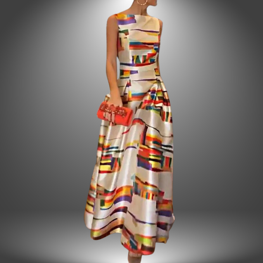 Vivien - Vestido Largo con Estampado Geométrico
