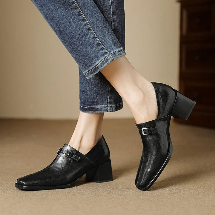 Misha - Elegantes Mocasines De Cuero Con Tacón