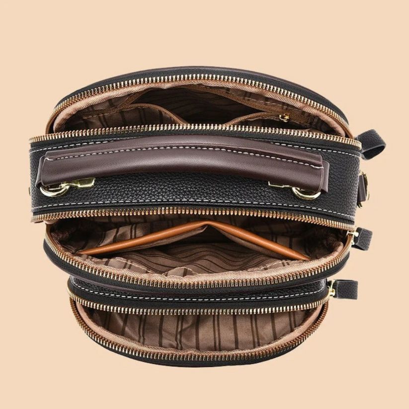 Janette - Bolso Bandolera de piel con Múltiples Compartimentos