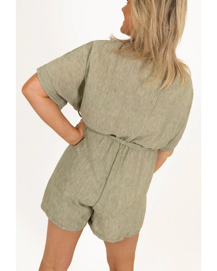 Lerusik - Playsuit De Lino De Manga Corta