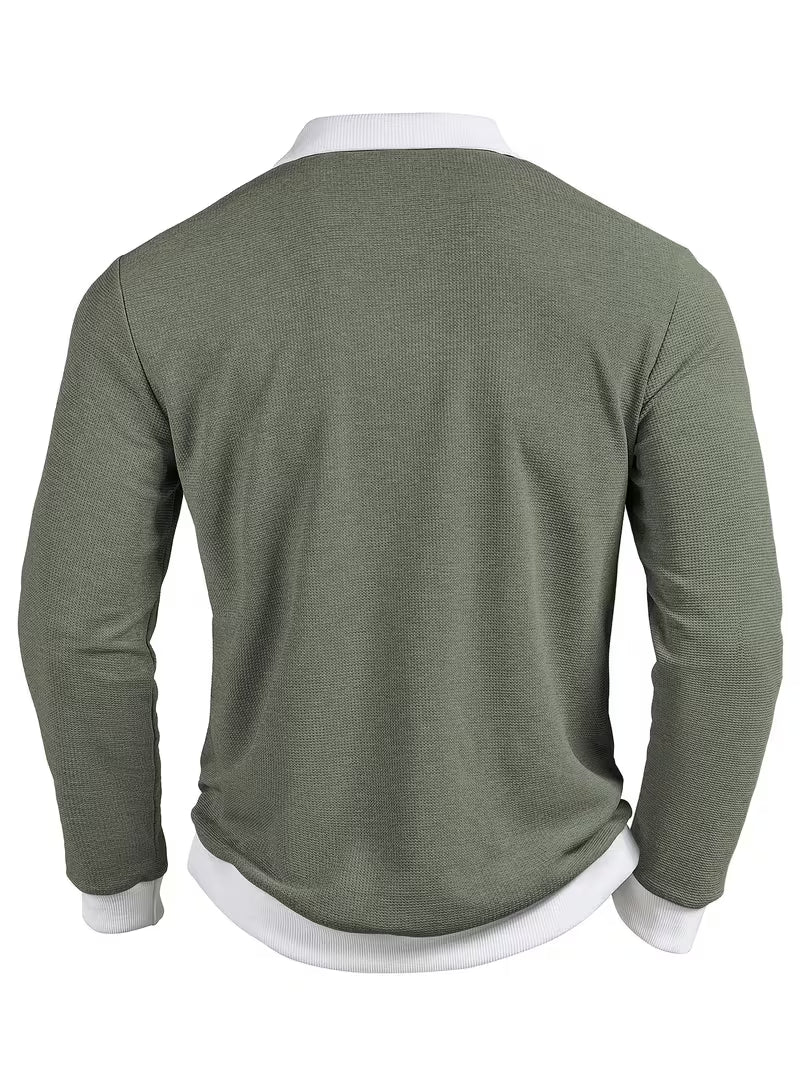 Gennady - Camisa De Punto Gofre Texturizado Con Cuello En Contraste