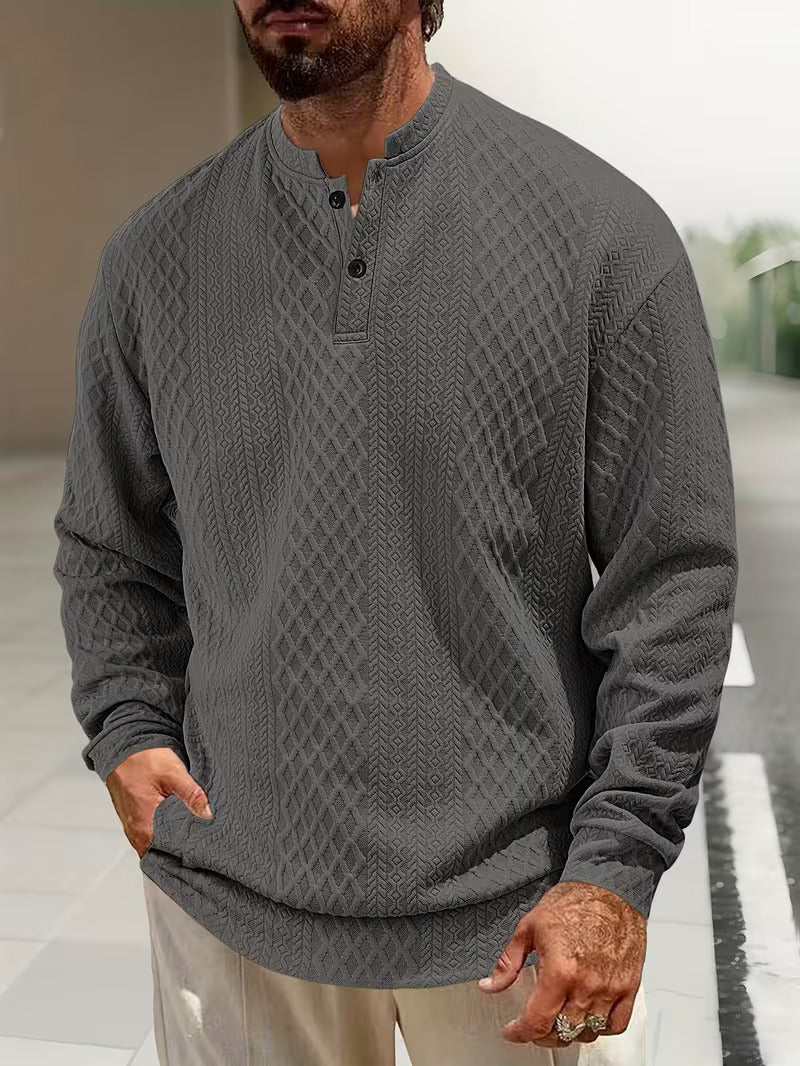 Mathew – Jersey Henley De Manga Larga Con Diseño Geométrico De Punto