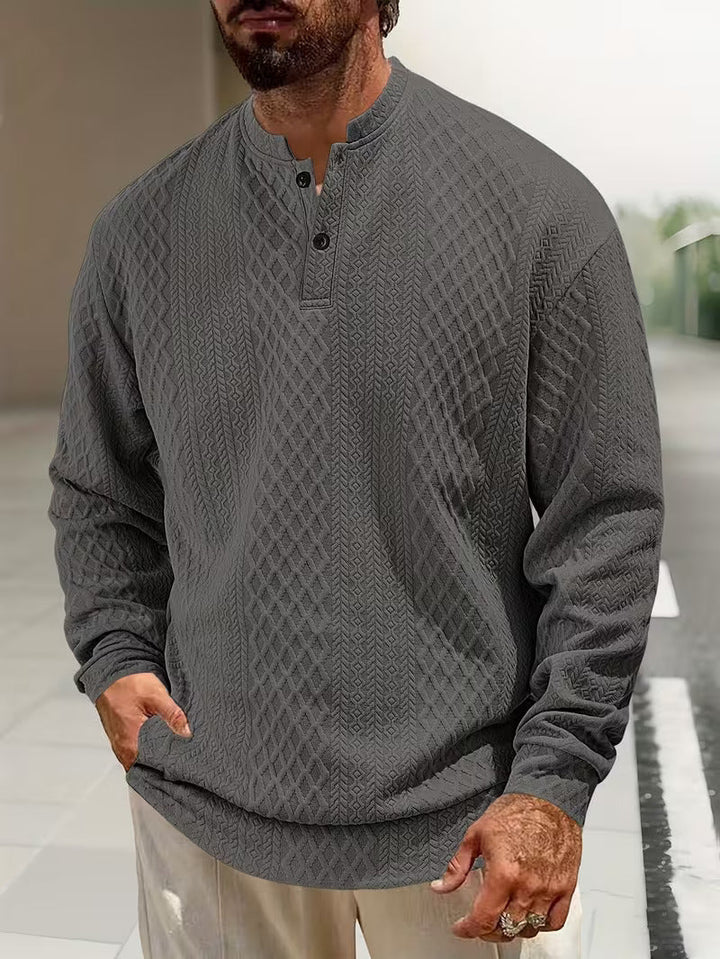 Mathew – Jersey Henley De Manga Larga Con Diseño Geométrico De Punto