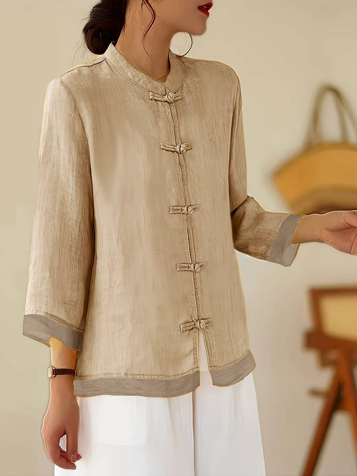 Sigal - Camisa Vintage Holgada Con Diseño de Patchwork