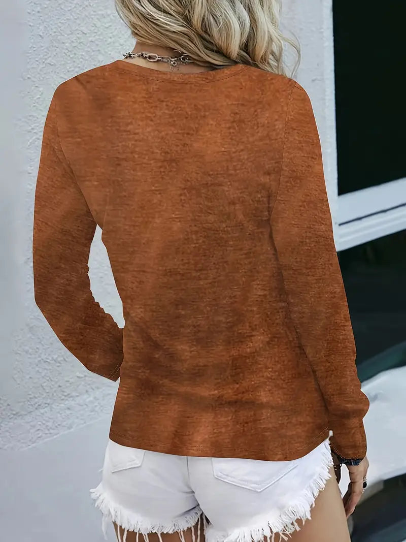 Kaelis - Top Informal De Cuello Redondo y Manga Larga