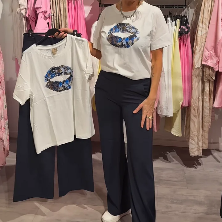Lynnia - Conjunto De Top y Pantalones Estampados