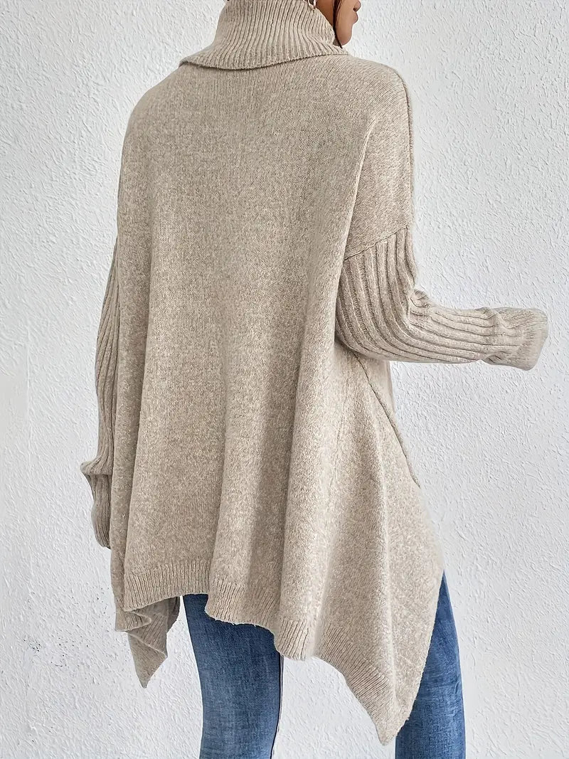 Laora - Jersey Informal De Manga Larga y Cuello Alto