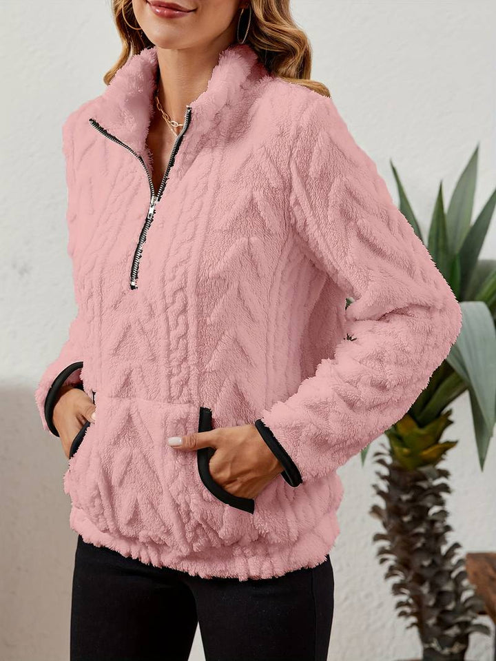 Naama - Jersey Elegante Con Medio Cremallera y Bolsillo