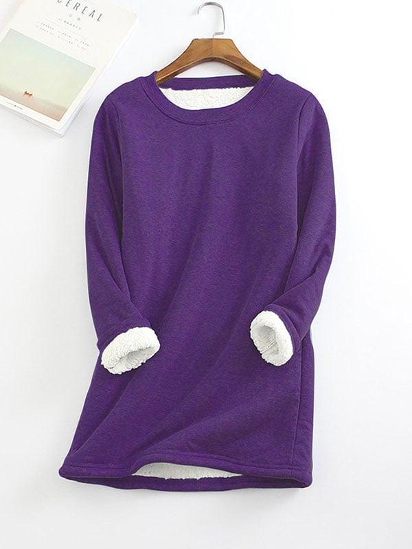 Bessie - Sudadera Casual Cuello Redondo Algodón Sólido