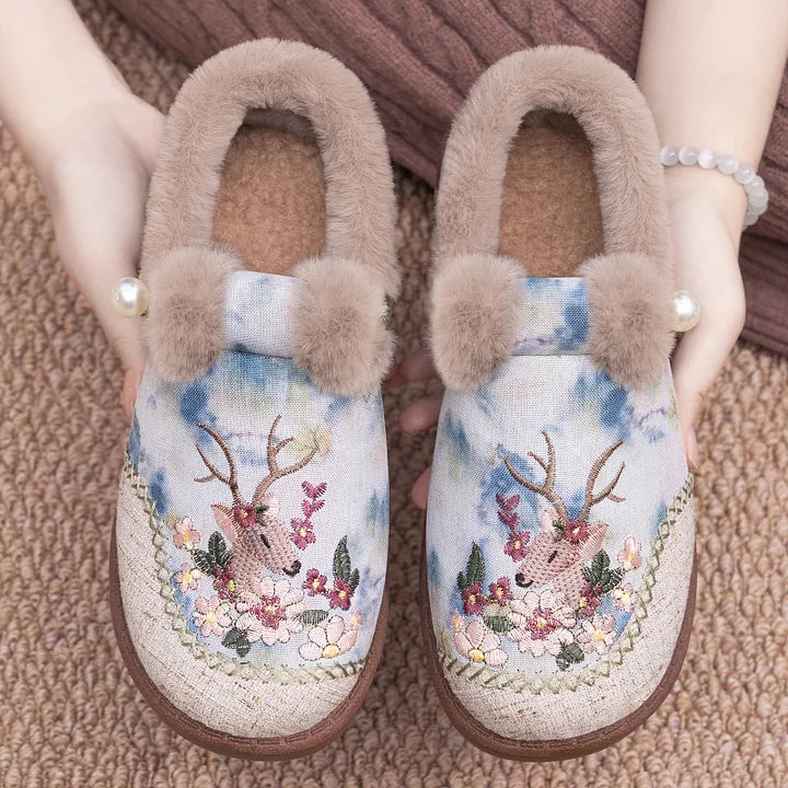 Alece - Zapatillas Retro De Piel Sintética Con Bordado De Ciervo