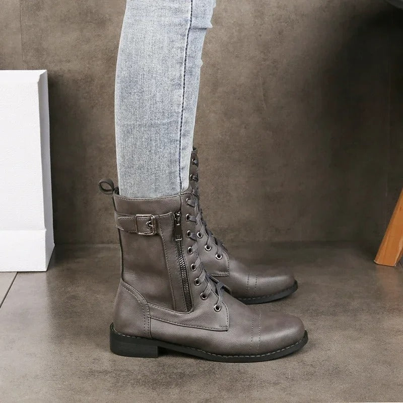 Eugenie - Botas Ortopédicas de Cuero con Cremallera Lateral