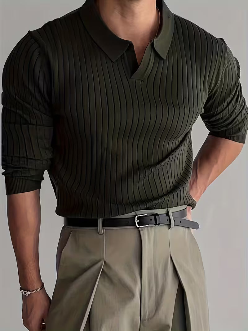 Kaeran - Elegante Jersey Polo De Punto Acanalado