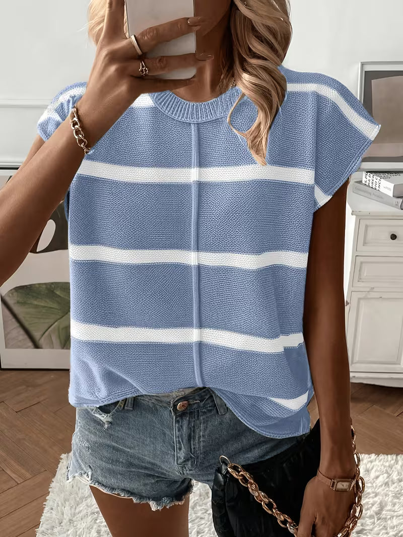 Enila - Jersey De Punto a Rayas Con Cuello Redondo