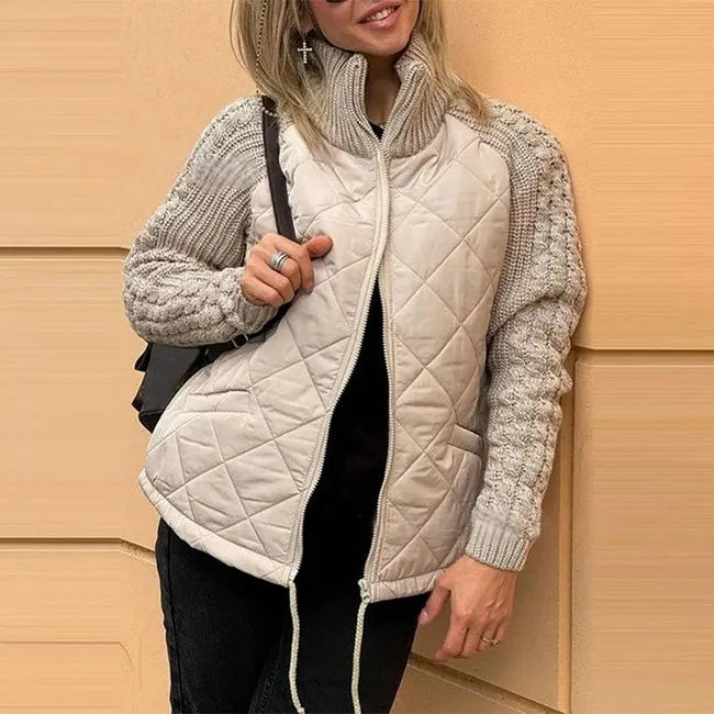 Karoliina - Chaqueta De Plumón De Punto en Estilo Patchwork