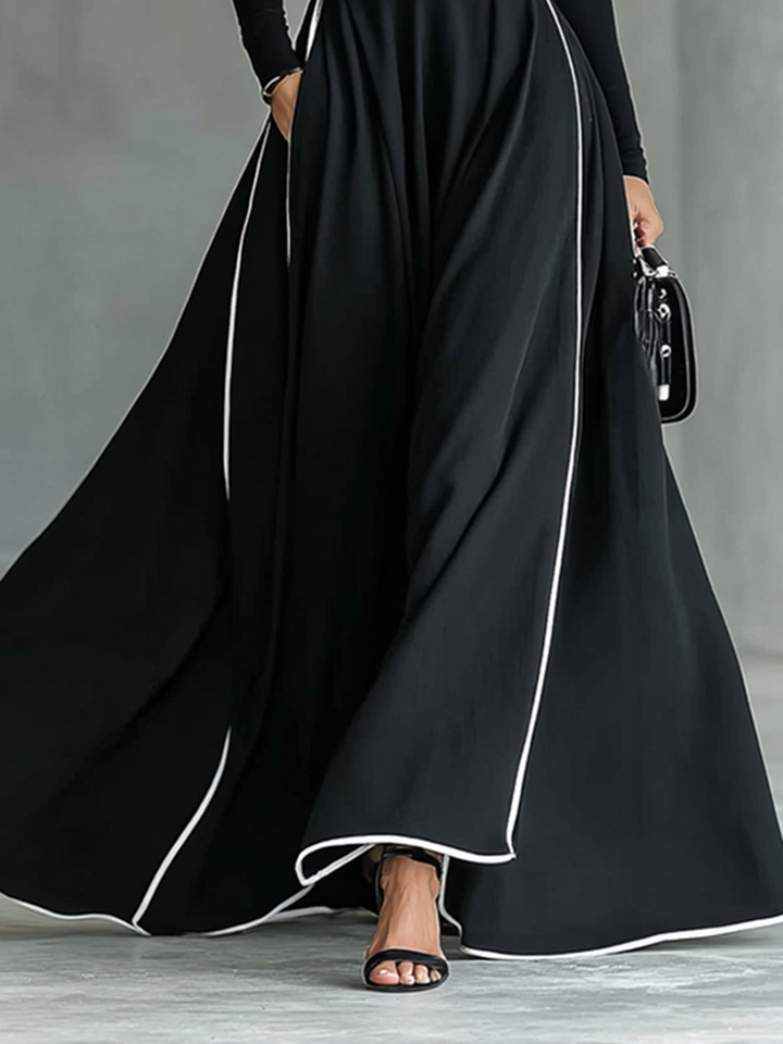 Romilly - Vestido Largo Ajustado Con Cinturón y Manga Larga
