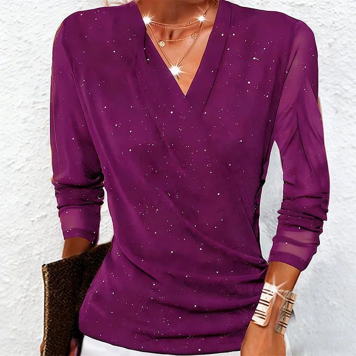 Agnese - Elegante Blusa De Manga Larga Con Cuello En V