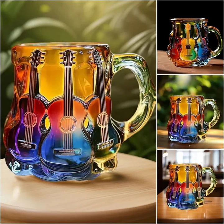 MelodyMug - Taza con Diseño de Guitarra y Vidrieras de Colores