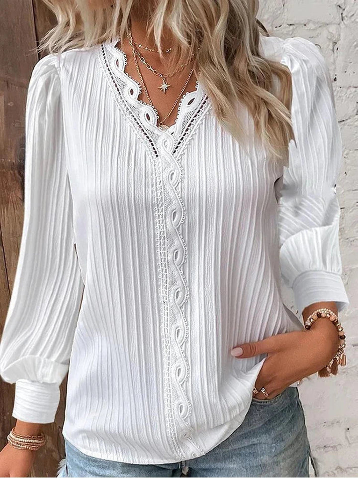 Lakisha - Blusa De Manga Larga Con Cuello De Pico