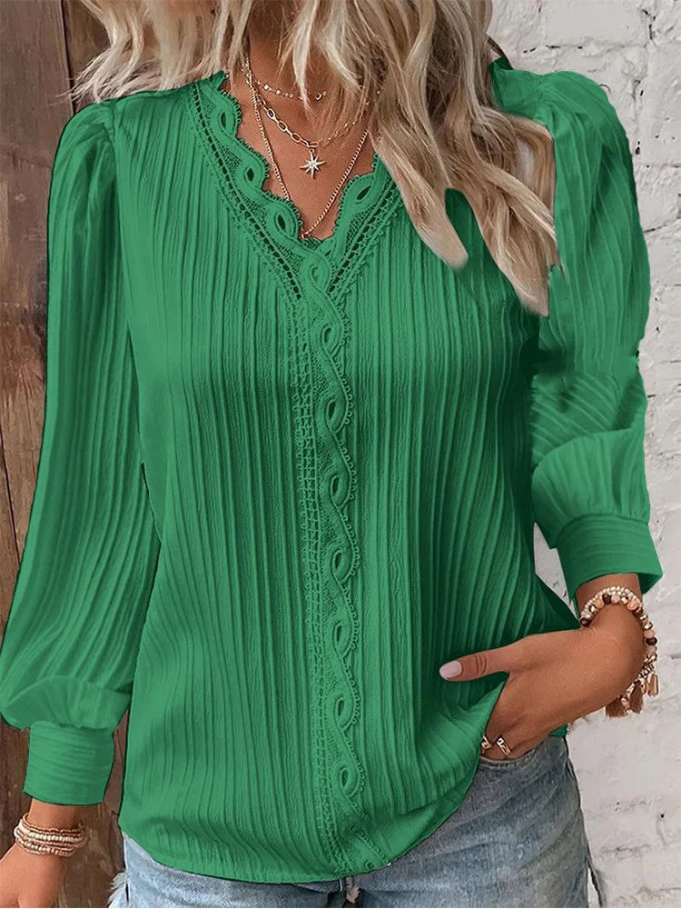 Lakisha - Blusa De Manga Larga Con Cuello De Pico