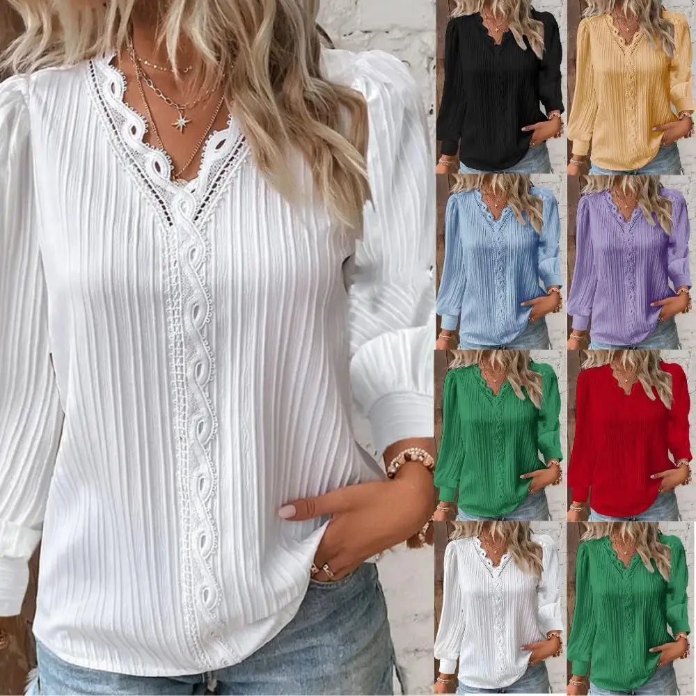 Lakisha - Blusa De Manga Larga Con Cuello De Pico