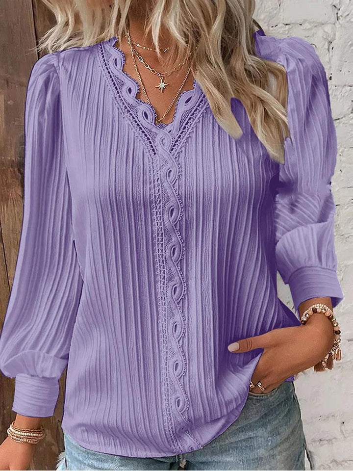 Lakisha - Blusa De Manga Larga Con Cuello De Pico
