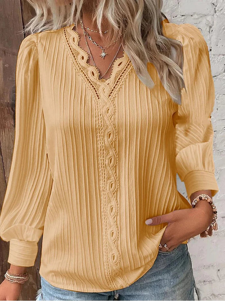 Lakisha - Blusa De Manga Larga Con Cuello De Pico