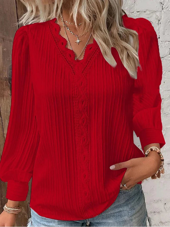 Lakisha - Blusa De Manga Larga Con Cuello De Pico