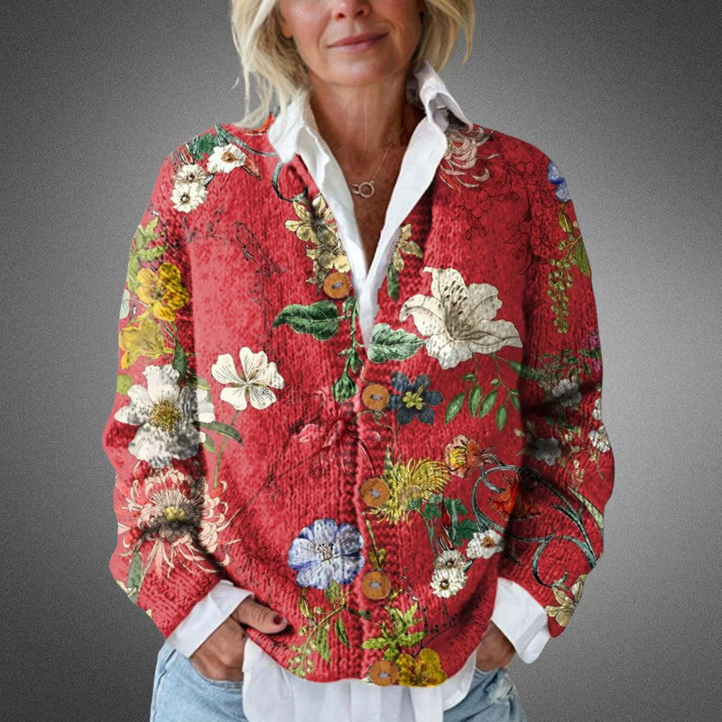 Aureliana - Cárdigan De Punto Con Estampado Floral Vintage