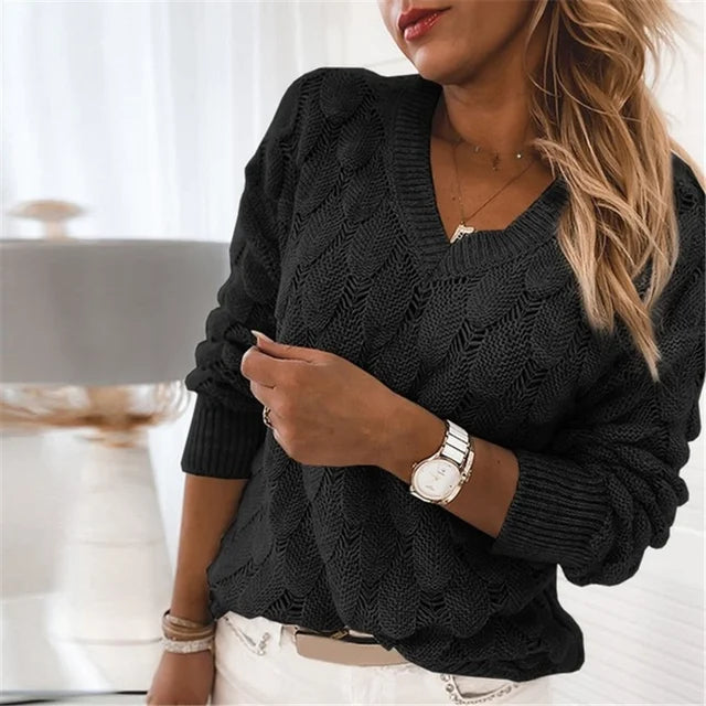 Sinaida - Elegante Jersey De Algodón Con Cuello De Pico