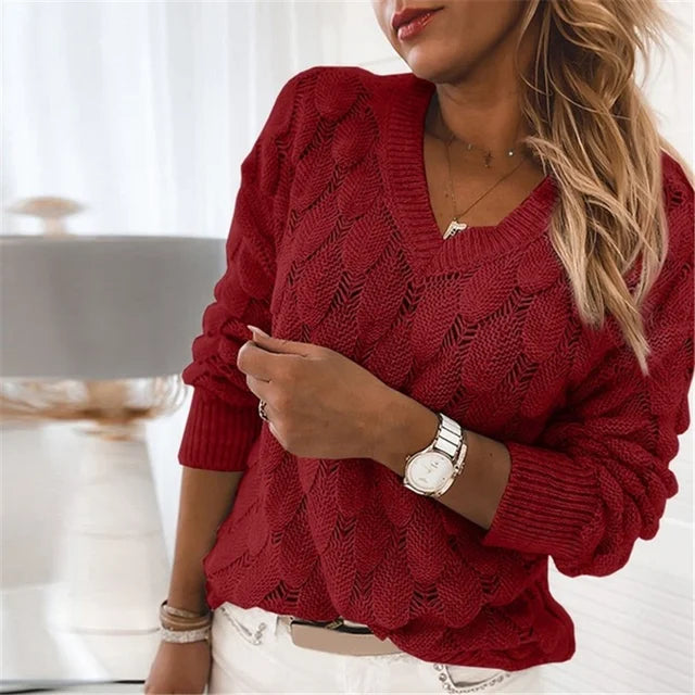 Sinaida - Elegante Jersey De Algodón Con Cuello De Pico