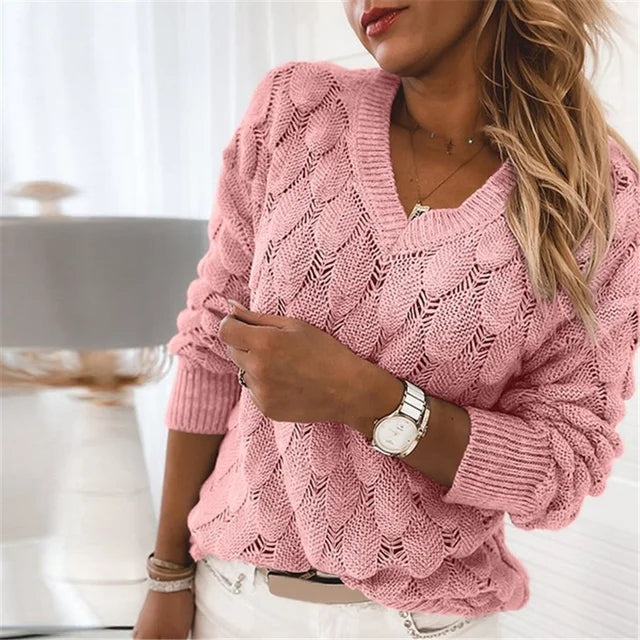 Sinaida - Elegante Jersey De Algodón Con Cuello De Pico