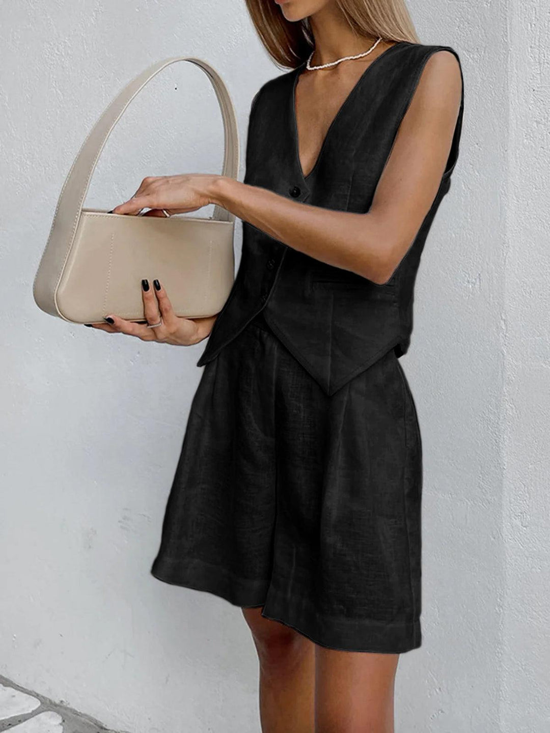 Dynisa - Conjunto De Chaleco y Pantalones CortosDe Lino
