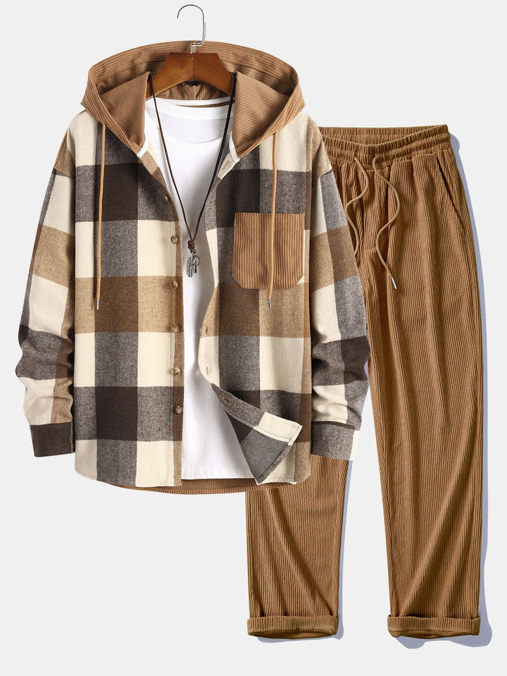 Balthazar - Conjunto De Sudadera Con Capucha y Pantalones De Pana Con Parches