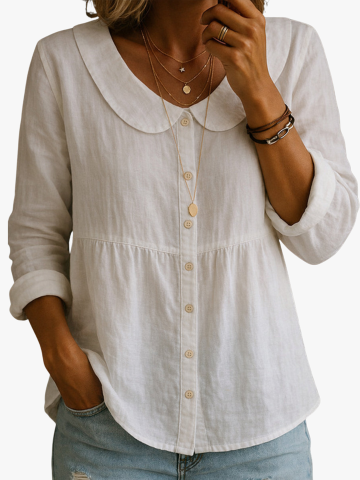 Neveni - Blusa de Manga Larga Con Botones