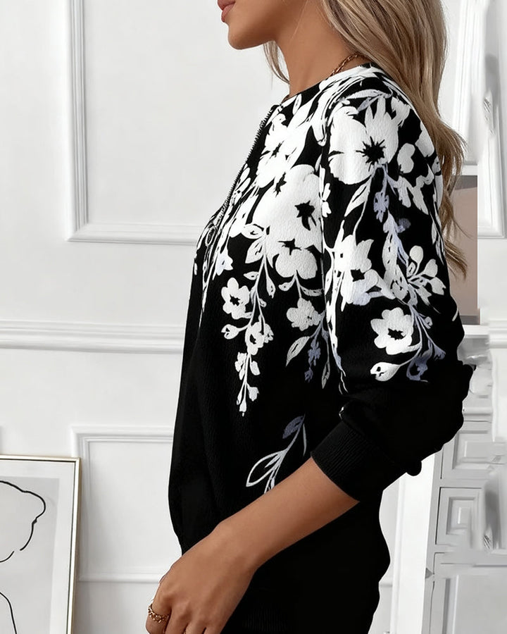 Jessalen - Sudadera Estampada con Cuello y Media Cremallera