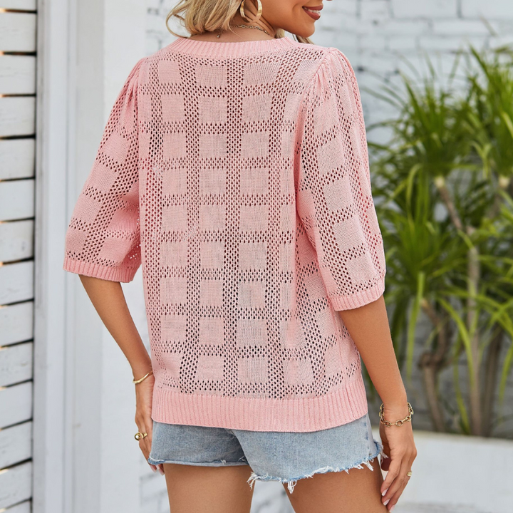 Naira - Blusa de Punto con Cuello Redondo