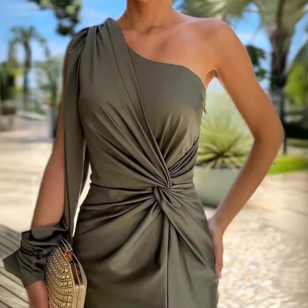Nanette - Vestido Largo de Lujo con un Solo Hombro