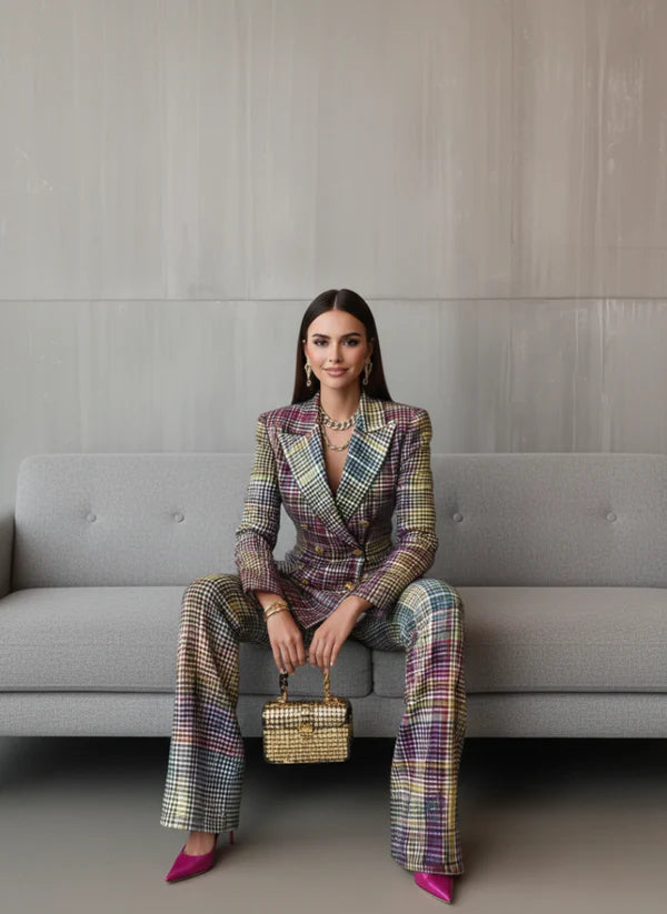 Lieneke - Conjunto De Dos Piezas Con Estampado a Cuadros