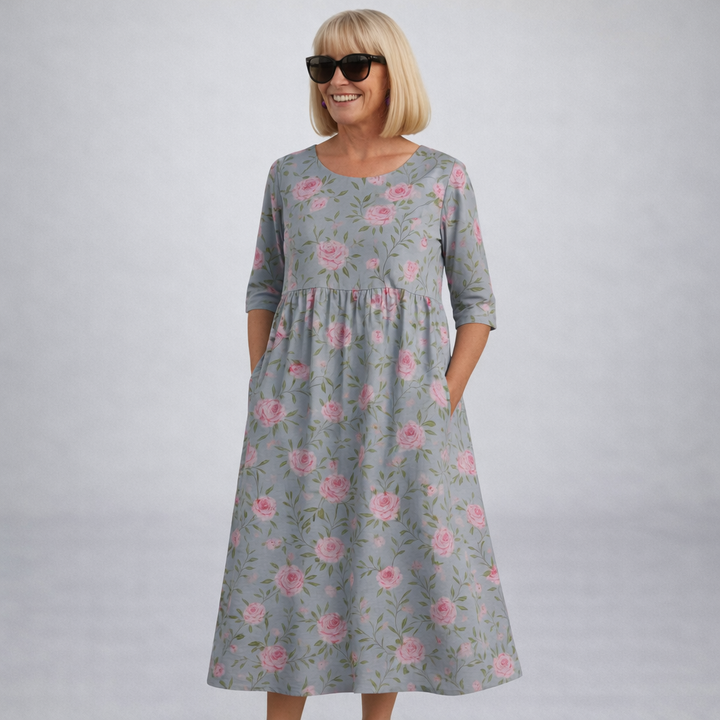 Zunia - Vestido Midi Floral Con Bolsillos