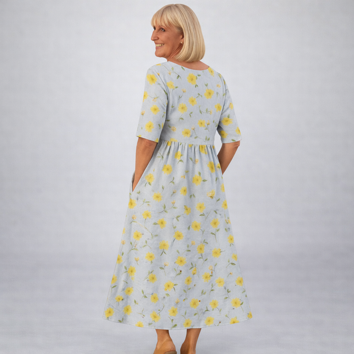 Zunia - Vestido Midi Floral Con Bolsillos