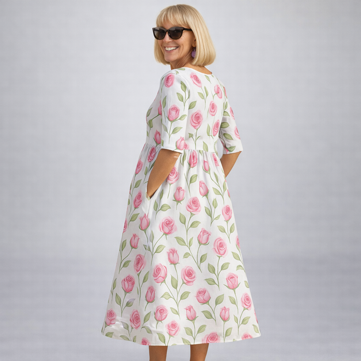 Zunia - Vestido Midi Floral Con Bolsillos