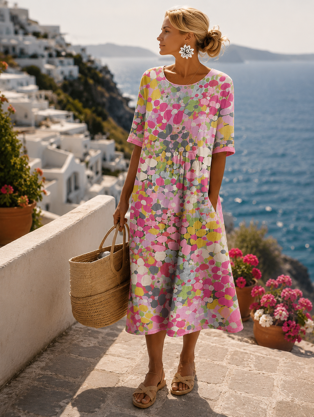Slaina - Vestido Midi Con Estampado Floral