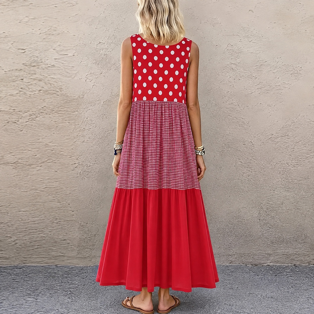 Shezina - Vestido Sin Mangas De Patchwork