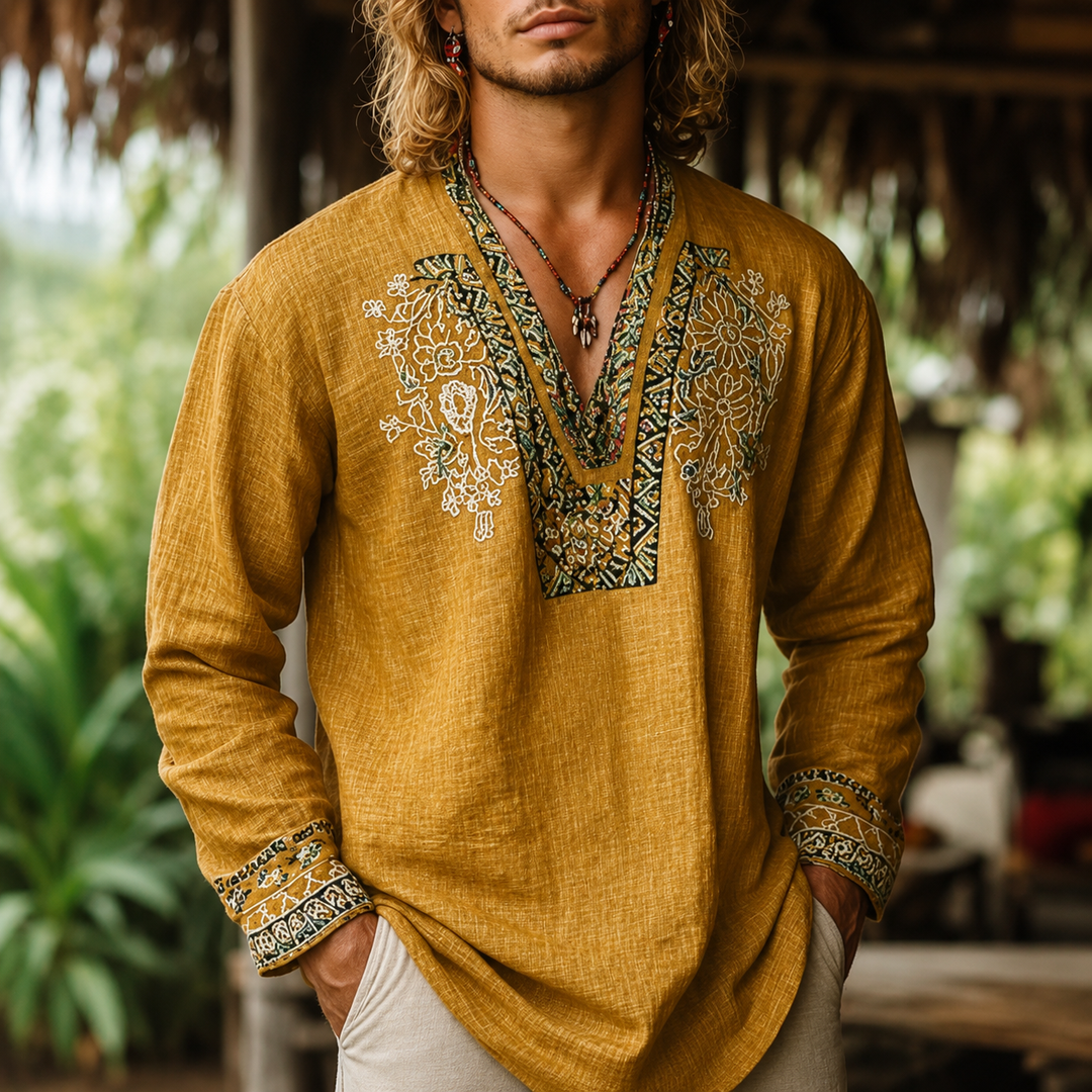 Tayson - Camisa De Verano Con Bordados De Estilo Bohemio
