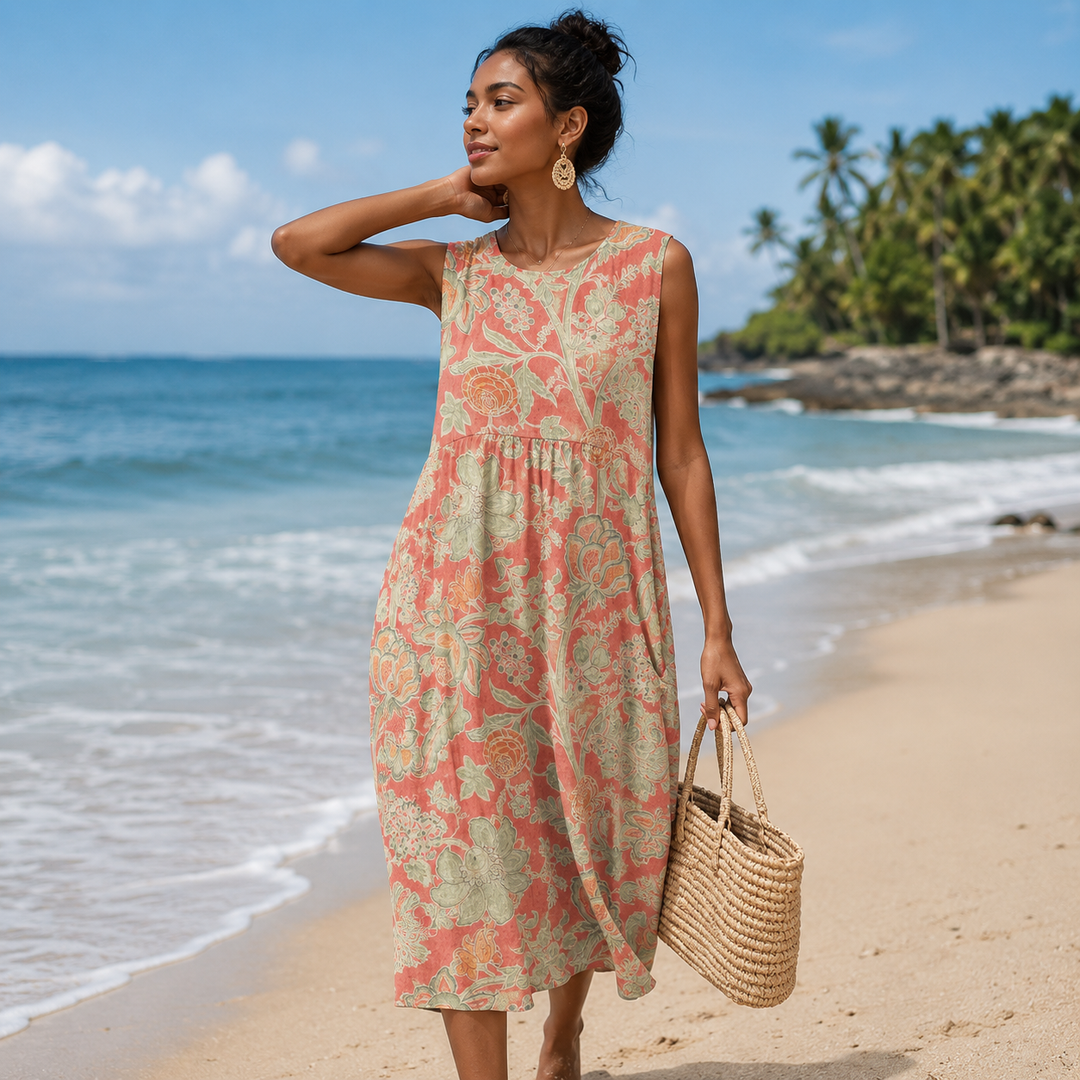 Kary - Vestido De Verano Sin Mangas Con Estampado