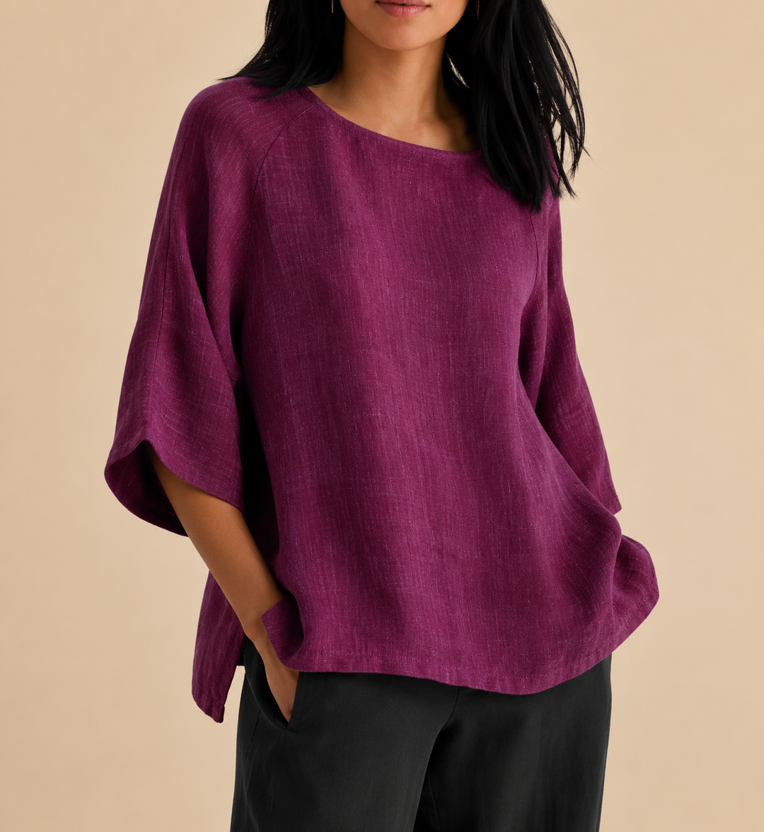 Steffi - Blusa Informal de Corte Oversize y Cuello Redondo