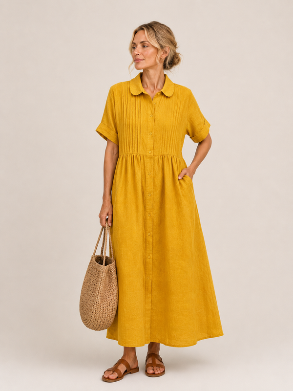 Anjali - Vestido Midi Tipo Camisa de Verano
