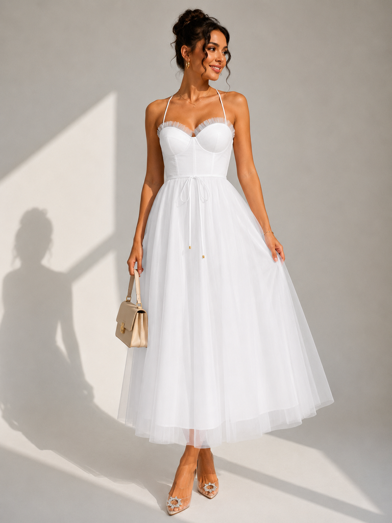 Chiyoko - Elegante Vestido Midi Con Espalda Descubierta