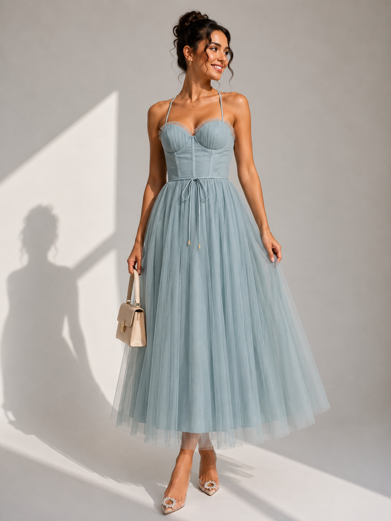 Chiyoko - Elegante Vestido Midi Con Espalda Descubierta