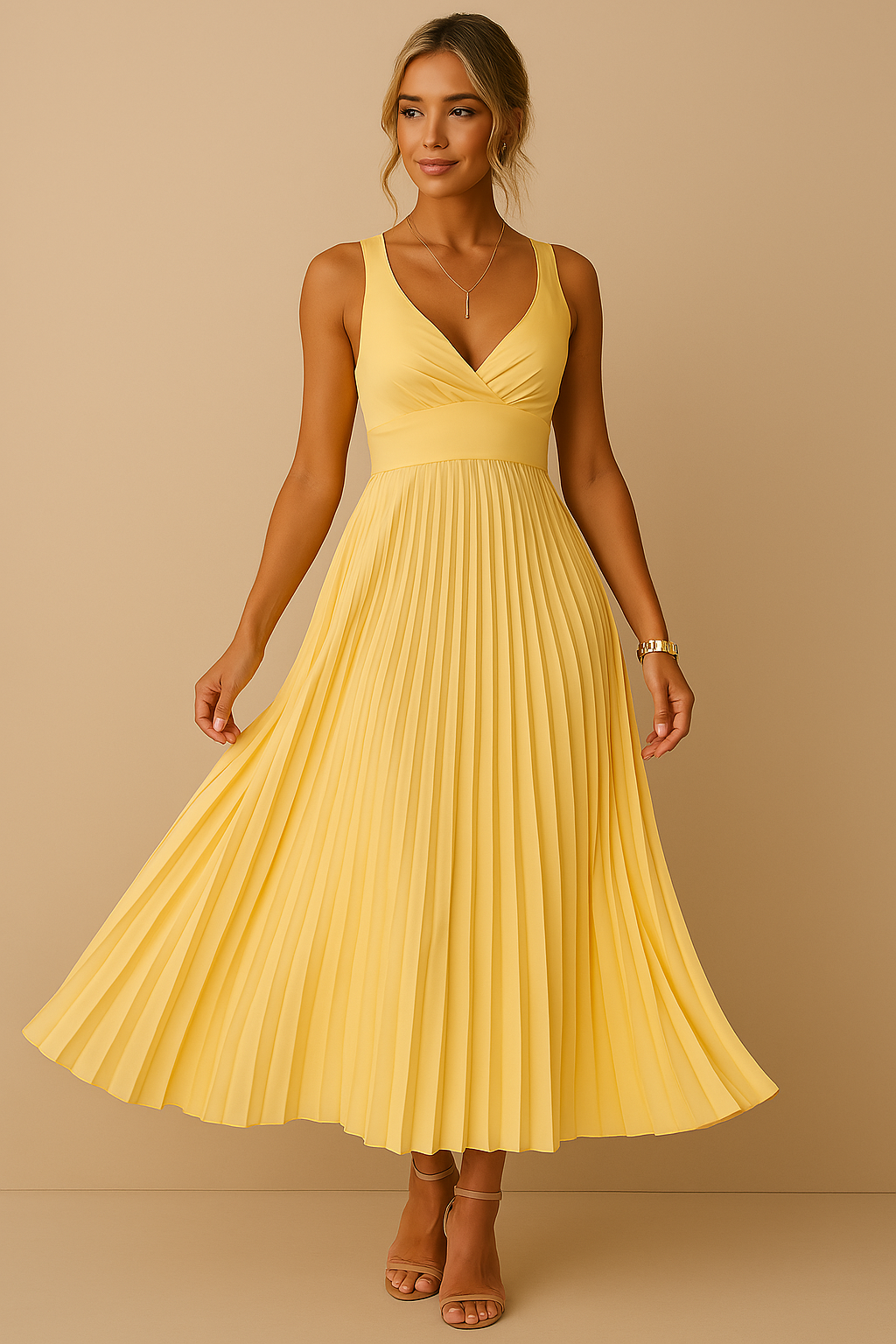 Tuuliki - Vestido Midi Sin Mangas Con Pliegues